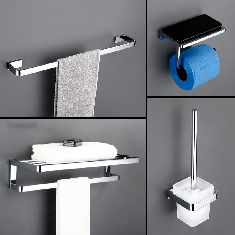 5-Piece Bathroom Hardware Set Modern Polished Chrome Bathroom Set Clearhalo 'Bathroom Hardware Sets' 'Bathroom Hardware' 'Bathroom Remodel & Bathroom Fixtures' 'bathroom_hardware_sets' 'Home Improvement' 'home_improvement' 'home_improvement_bathroom_hardware_sets' 7033607