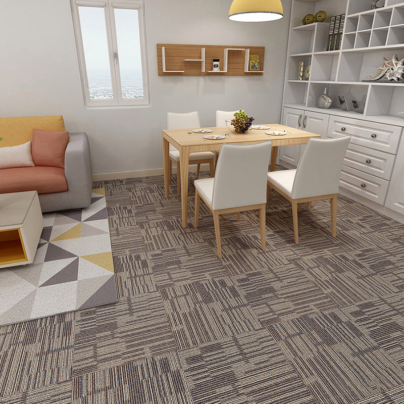 Indoor Carpet Tile Non-Skid Glue Down Install Carpet Tiles with Waterproof Light Gray-Black Clearhalo 'Carpet Tiles & Carpet Squares' 'carpet_tiles_carpet_squares' 'Flooring 'Home Improvement' 'home_improvement' 'home_improvement_carpet_tiles_carpet_squares' Walls and Ceiling' 7044133