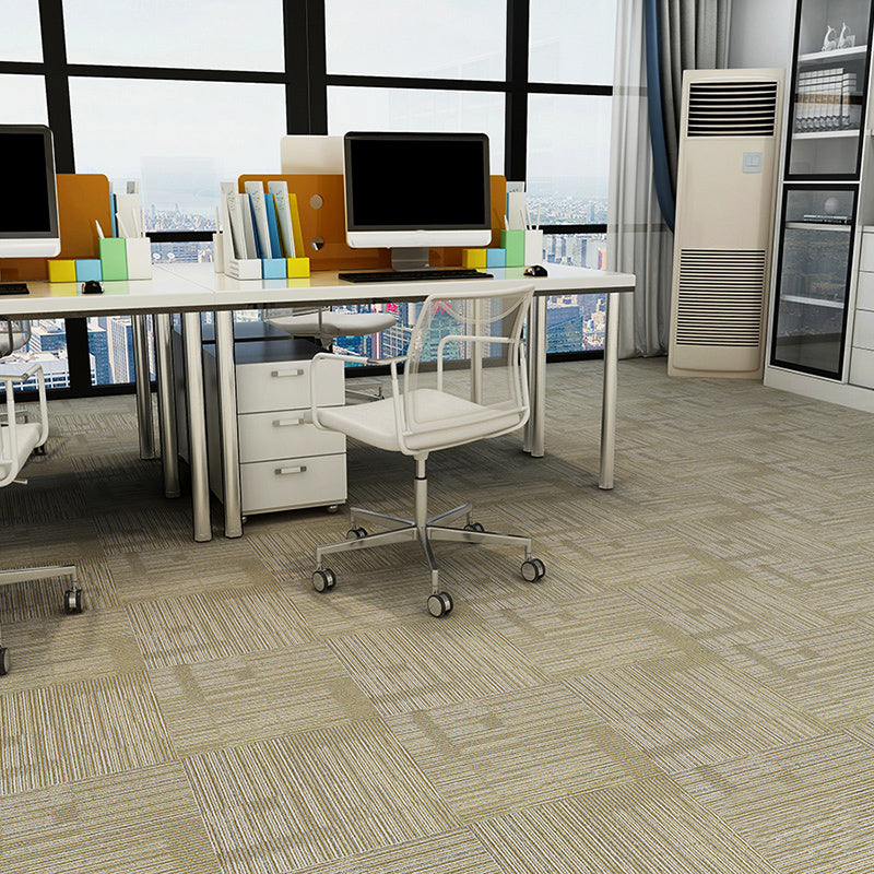 Indoor Carpet Tile Non-Skid Glue Down Install Carpet Tiles with Waterproof Light Brown Asphalt Clearhalo 'Carpet Tiles & Carpet Squares' 'carpet_tiles_carpet_squares' 'Flooring 'Home Improvement' 'home_improvement' 'home_improvement_carpet_tiles_carpet_squares' Walls and Ceiling' 7044123