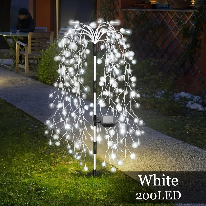 Solar-Powered Outdoor LED Willow String Lights Multicolor Glow for Halloween