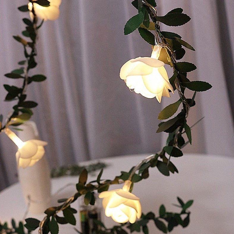Rose Flower Battery LED String Lights Warm White 5/10/20 Feet 10-40 LEDs Romantic Indoor Outdoor Wedding Party Decor