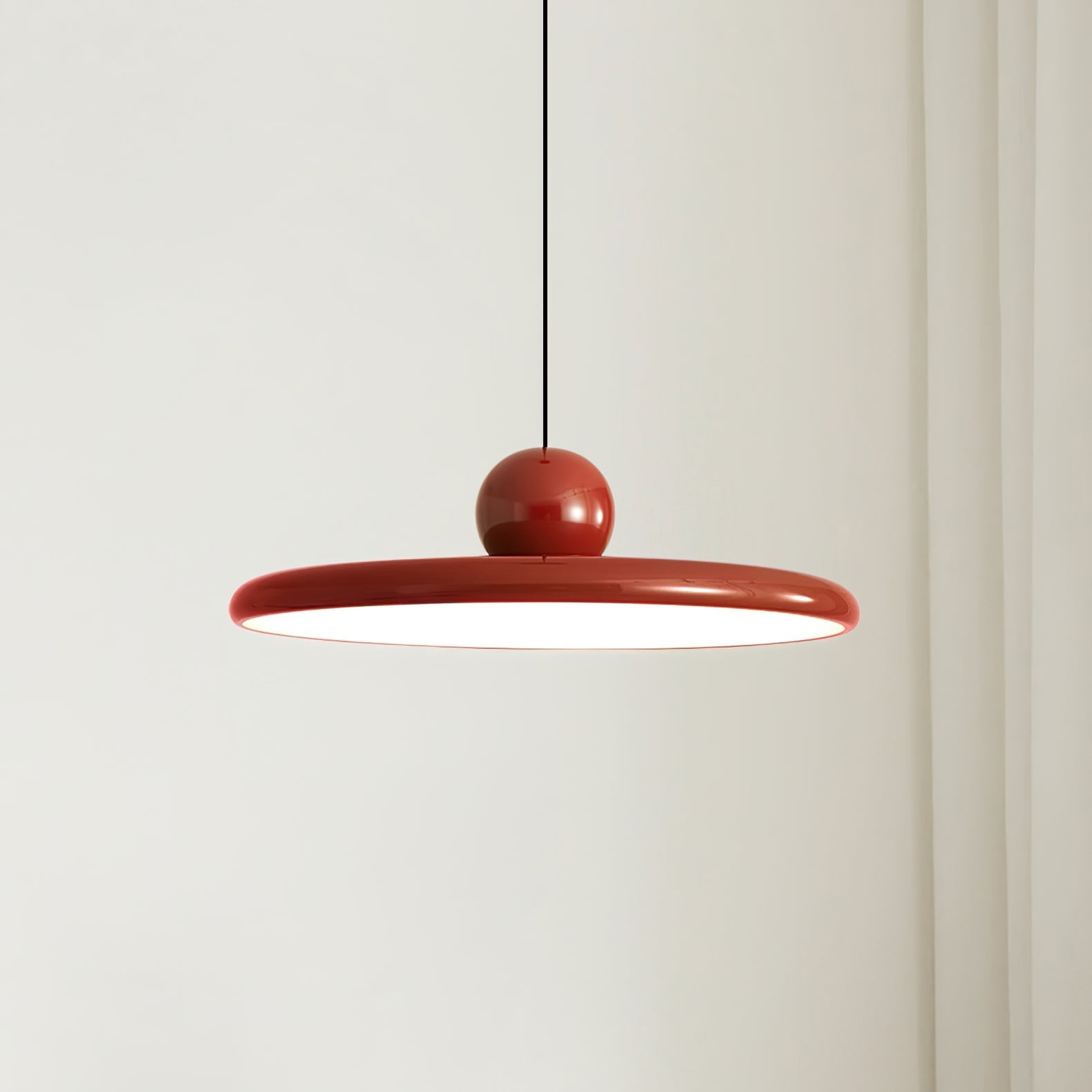 Circular LED Ring Pendant Light | Minimalist Glossy Design | Metal & Acrylic | Adjustable Hanging Height