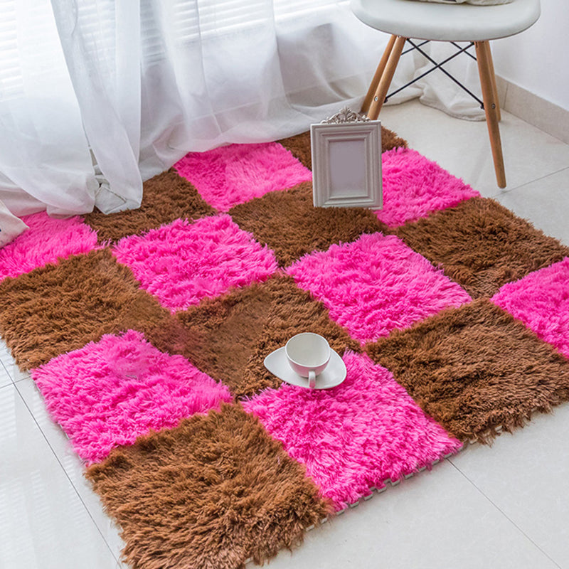 Solid Color Shag Basic Carpet Tiles Square Bedroom Carpet Tiles