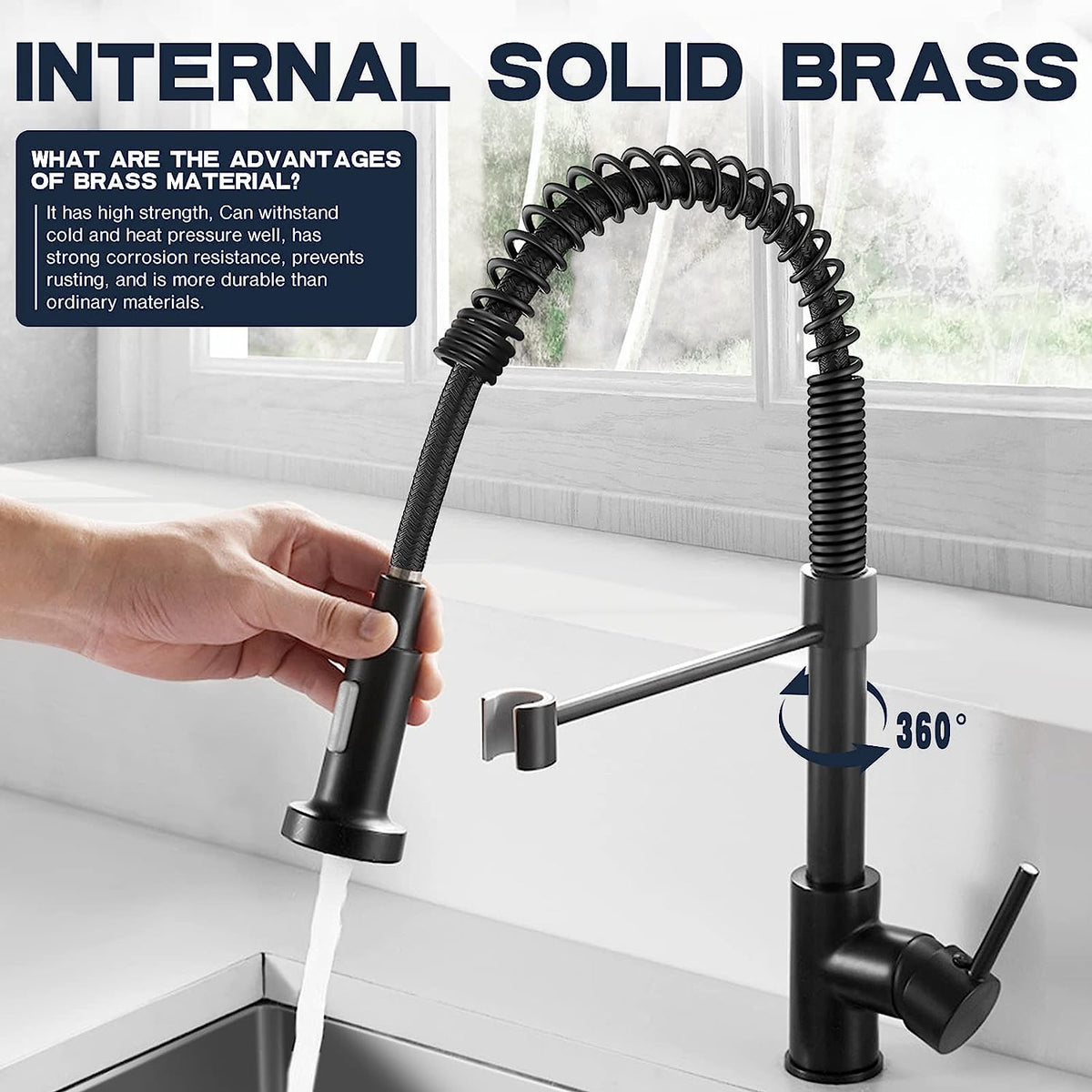 Pull-Down Sprayer Kitchen Faucet with Single Hole Design