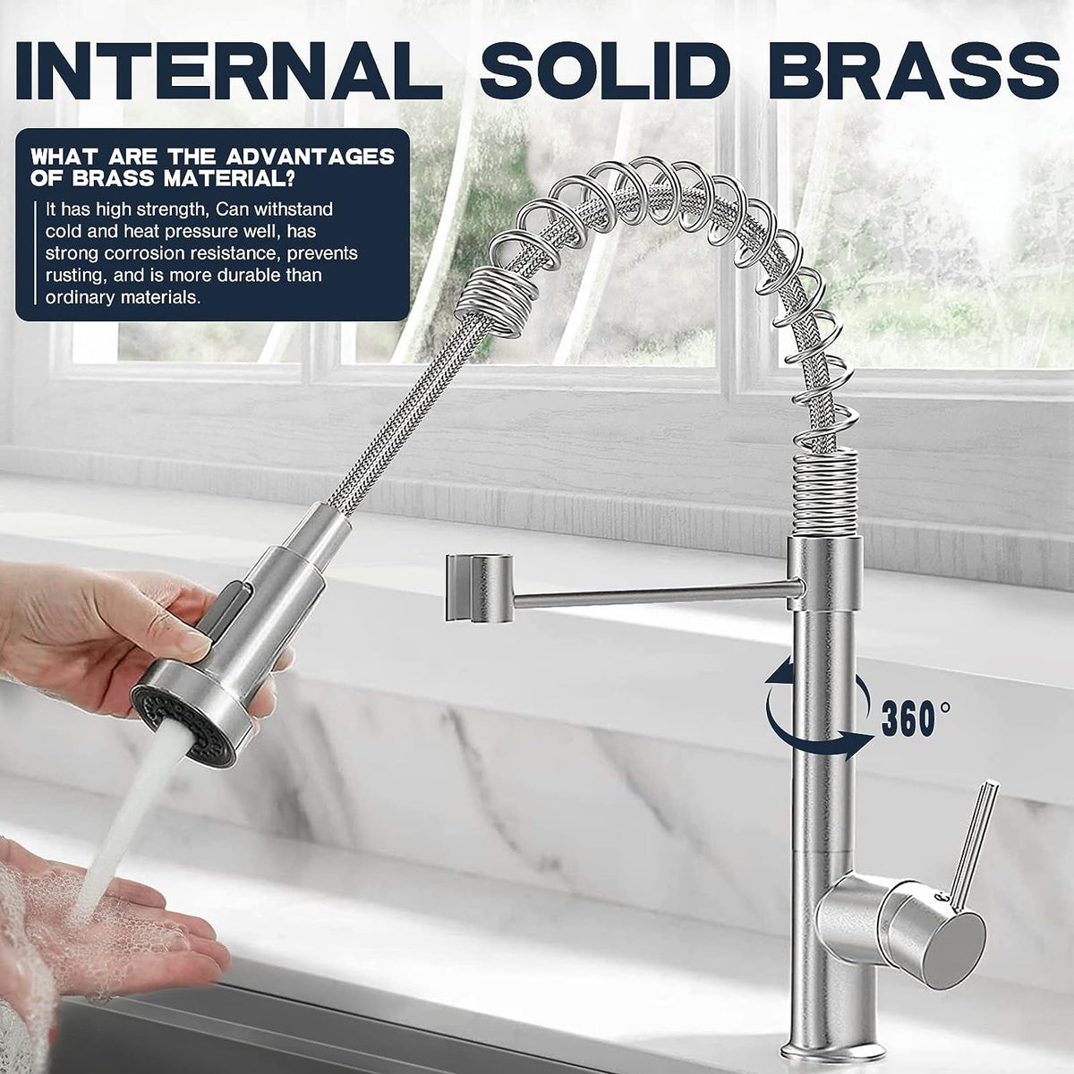 Pull-Down Sprayer Kitchen Faucet with Single Hole Design