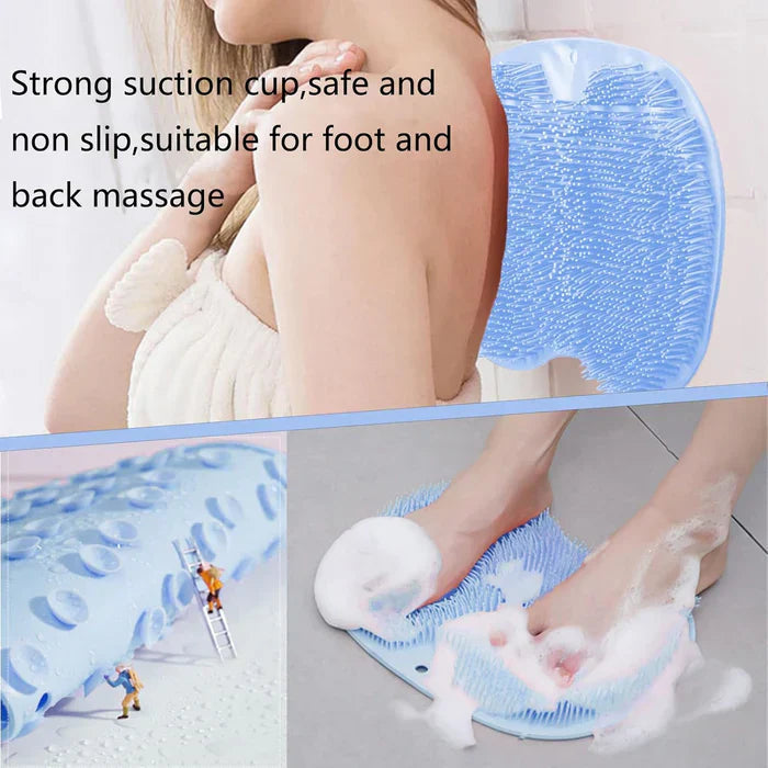 Hands-Free Silicone Mat for Foot Cleaning with Suction Cups