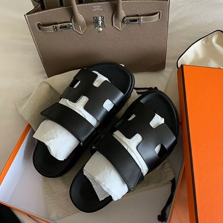 Women’s Slip-On Sandals | Dual Wide Straps with H-Cutout Design | Premium Soft Materials | Comfortable Fit