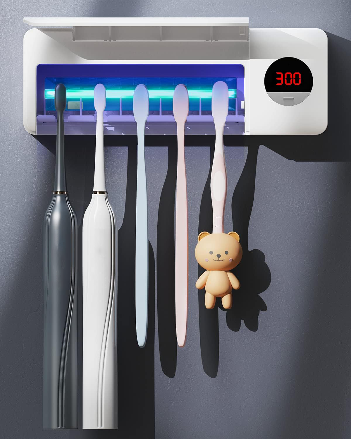 Toothbrush Holder with Antibacterial Sanitizing Feature