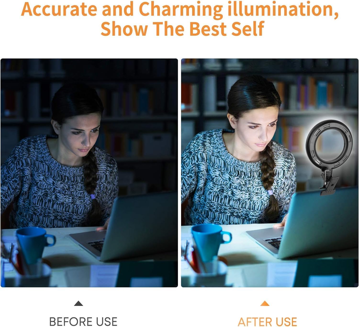 Versatile Clip-On LED Ring Light for Laptops