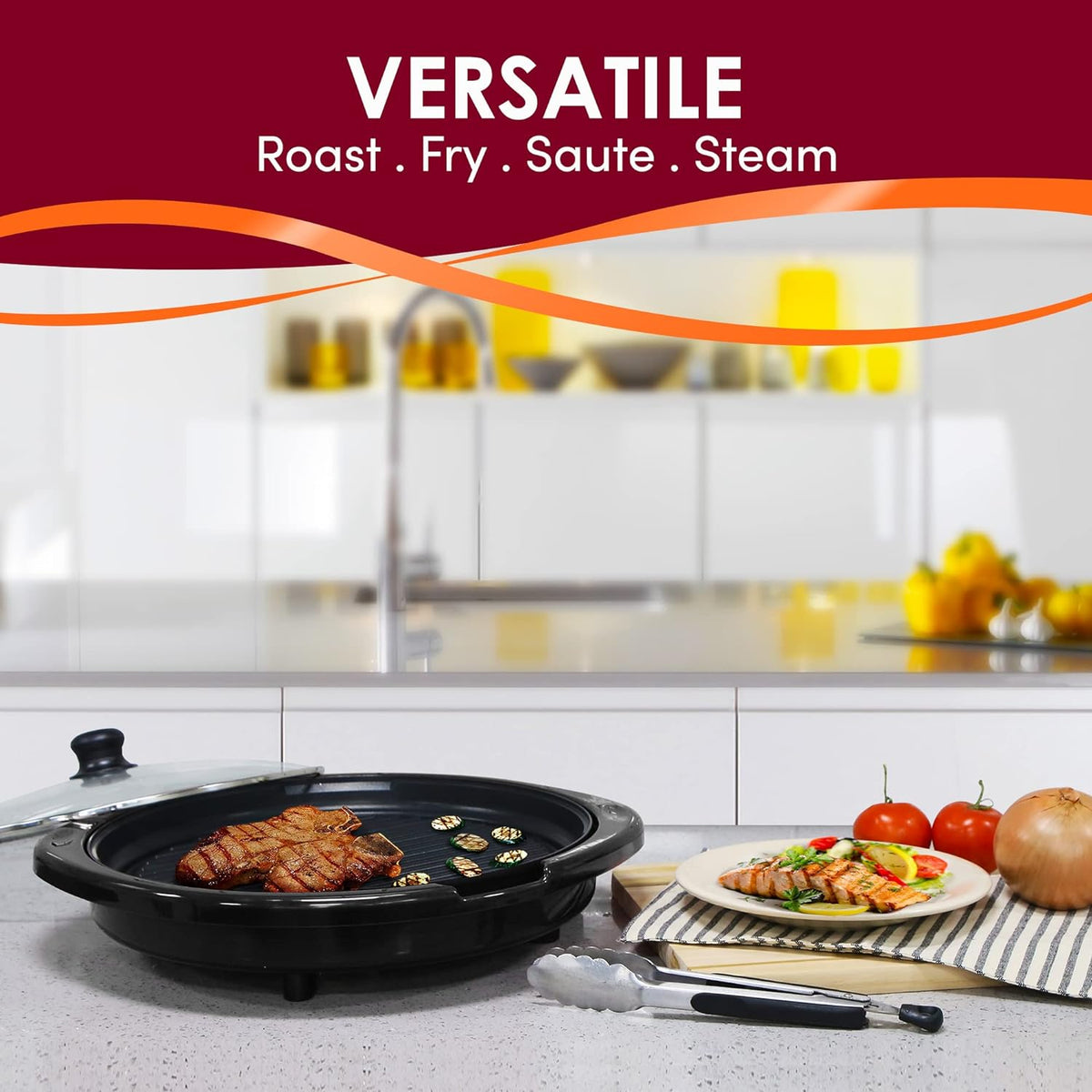 Nonstick Electric Tabletop Grill – Smokeless Cooking Solution