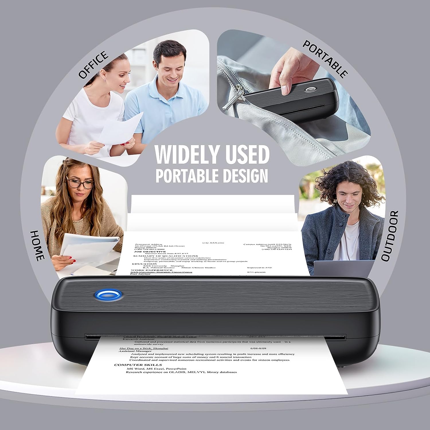 Compact Ink-Free Thermal Printer with Wireless Connectivity