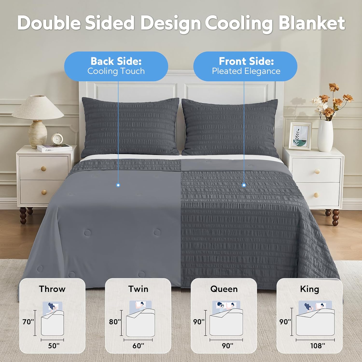 Lightweight Cooling Blanket with Dual-Sided Design for Warm Sleepers