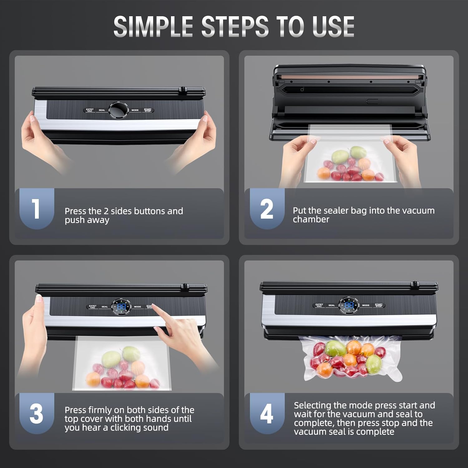 Food Vacuum Sealer with Integrated Cutter – Reduce Food Waste