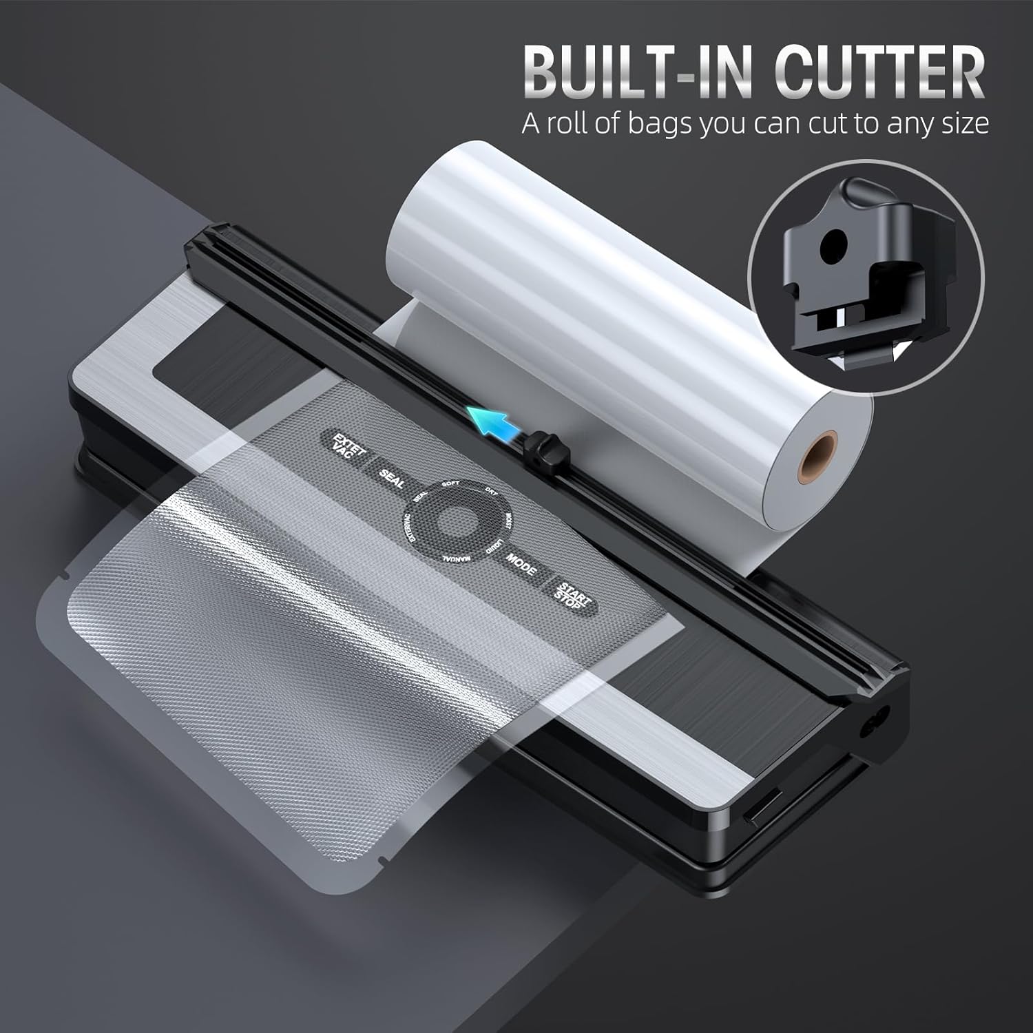 Food Vacuum Sealer with Integrated Cutter – Reduce Food Waste
