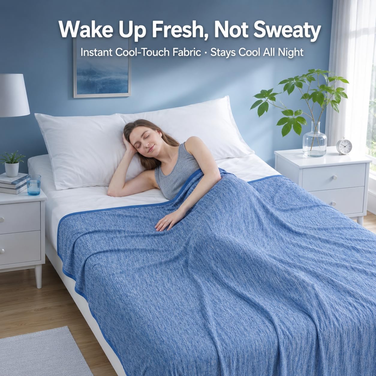 Queen Size Lightweight Cooling Blanket for Hot Sleepers with Q-Max >0.4