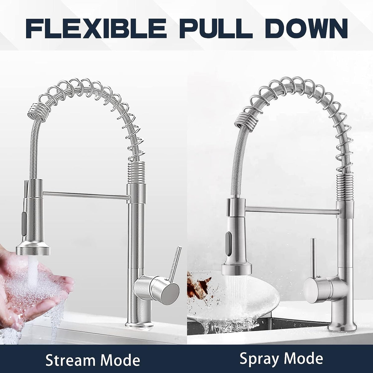 Pull-Down Sprayer Kitchen Faucet with Single Hole Design