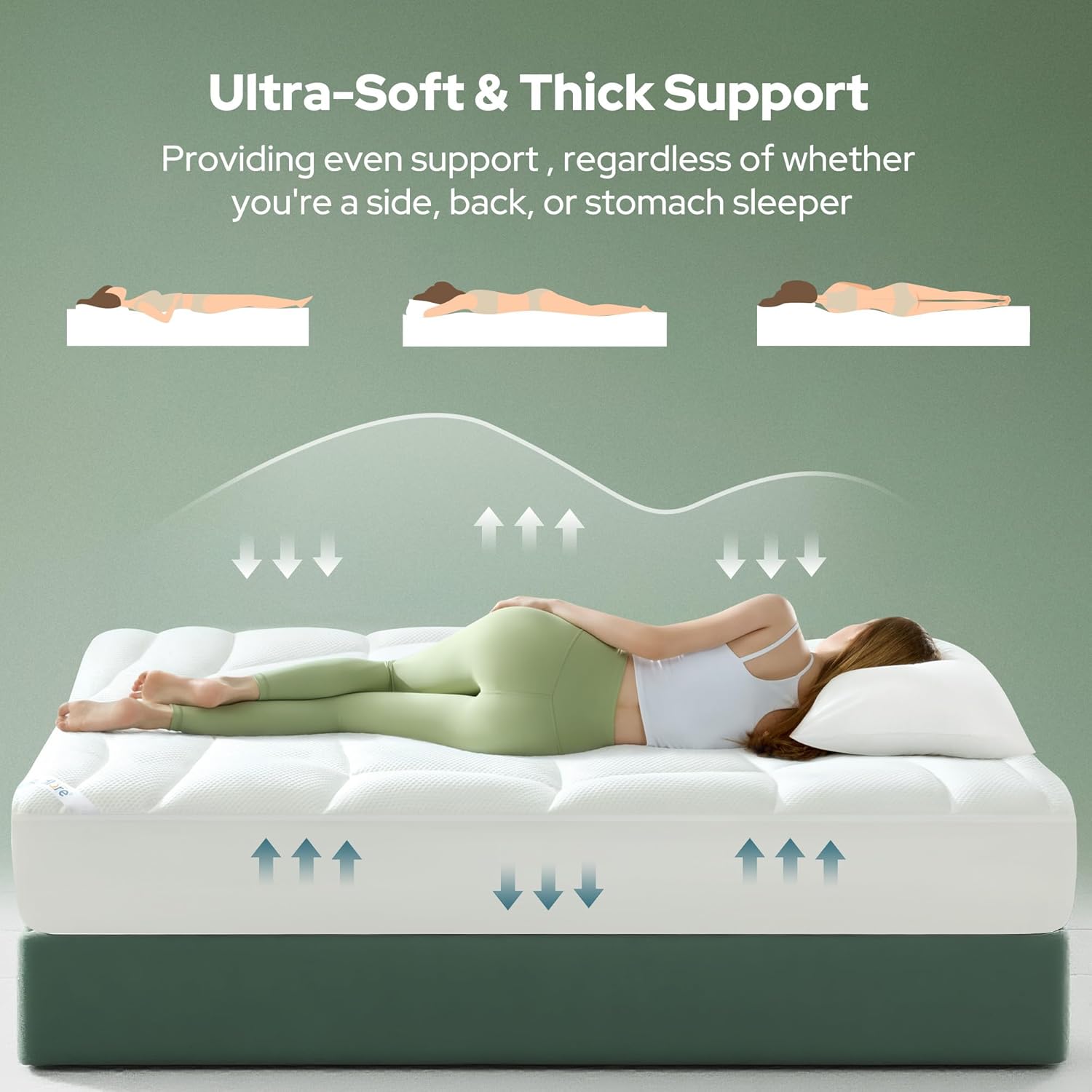 Queen Mattress Topper – Extra Thick Cooling Pad with Soft Tencel Blend for Back Pain Relief