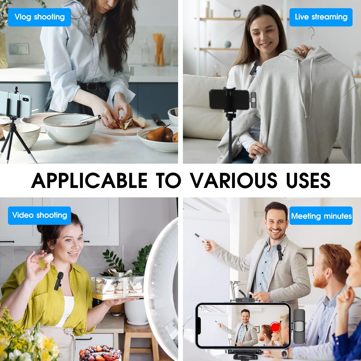 Dual Wireless Clip-On Microphones for iPhone & iPad – 2 Pack