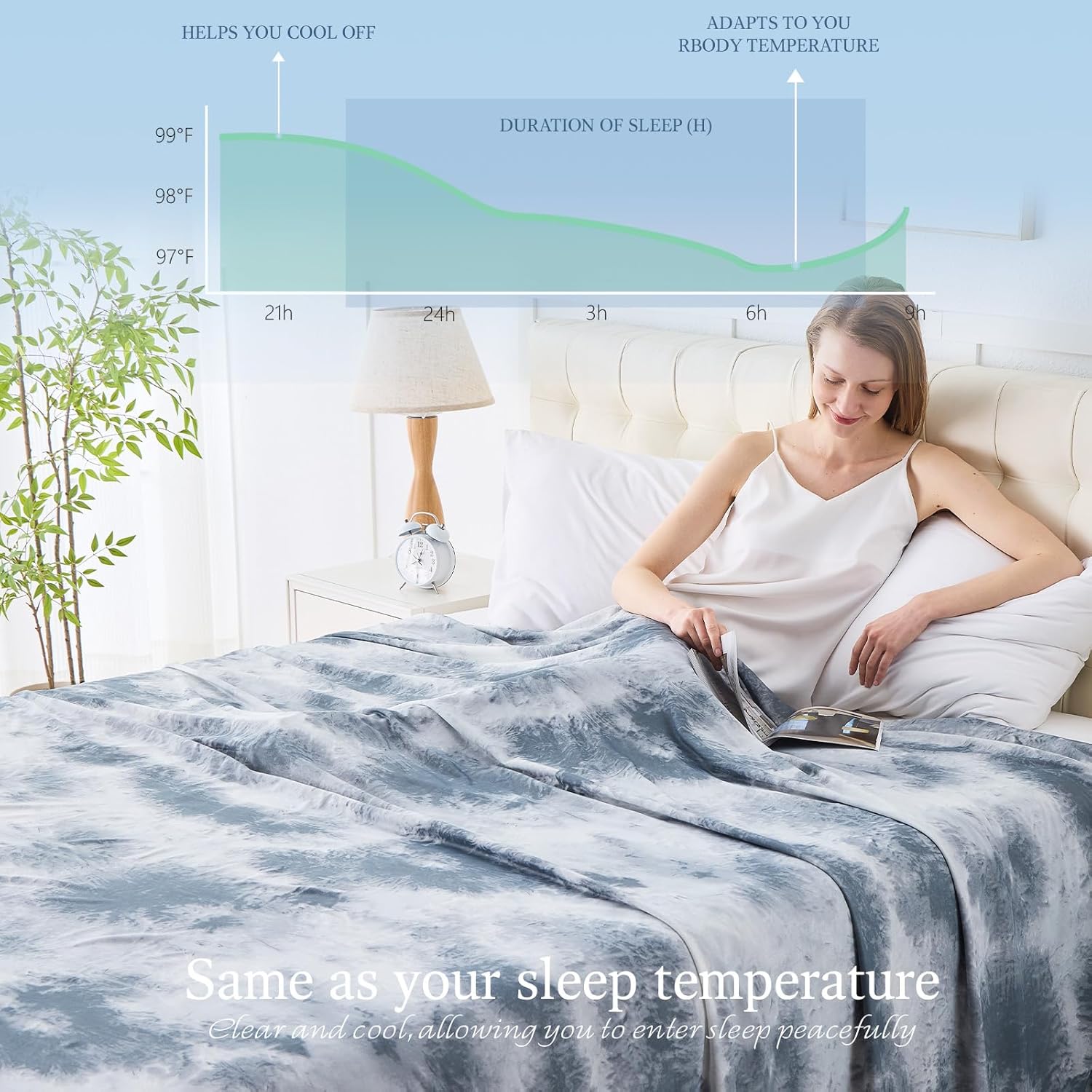 Cooling Blanket with Heat-Absorbing Material | Soft, Breathable Design for All-Year Use