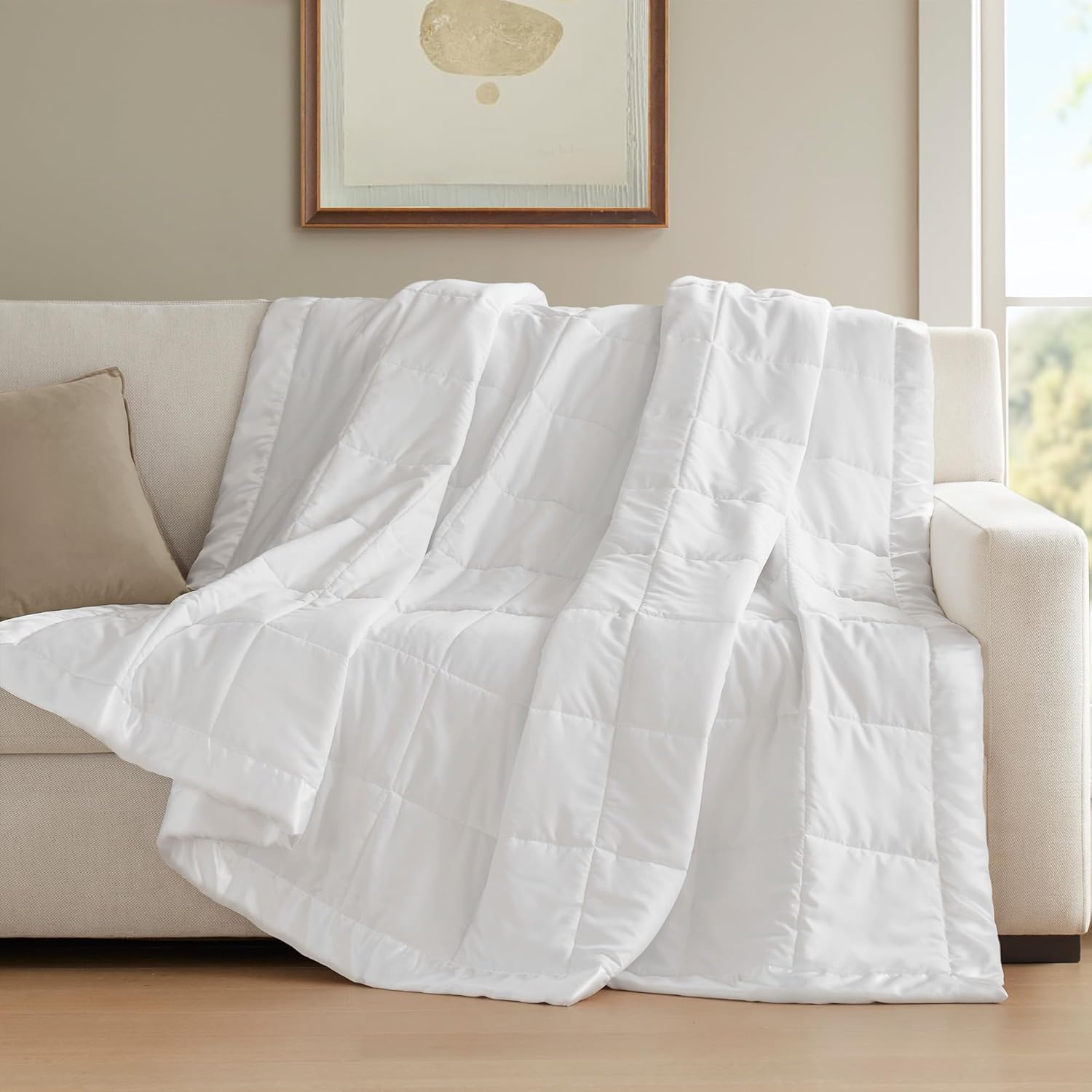 Lightweight Down Alternative Blanket with Moisture-Wicking – All Season Bed Cover with Satin Trim