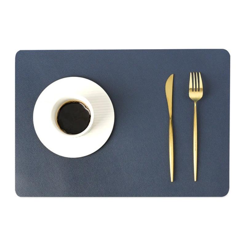 Modern Rectangle Waterproof PU Leather Placemats for Dining Table
