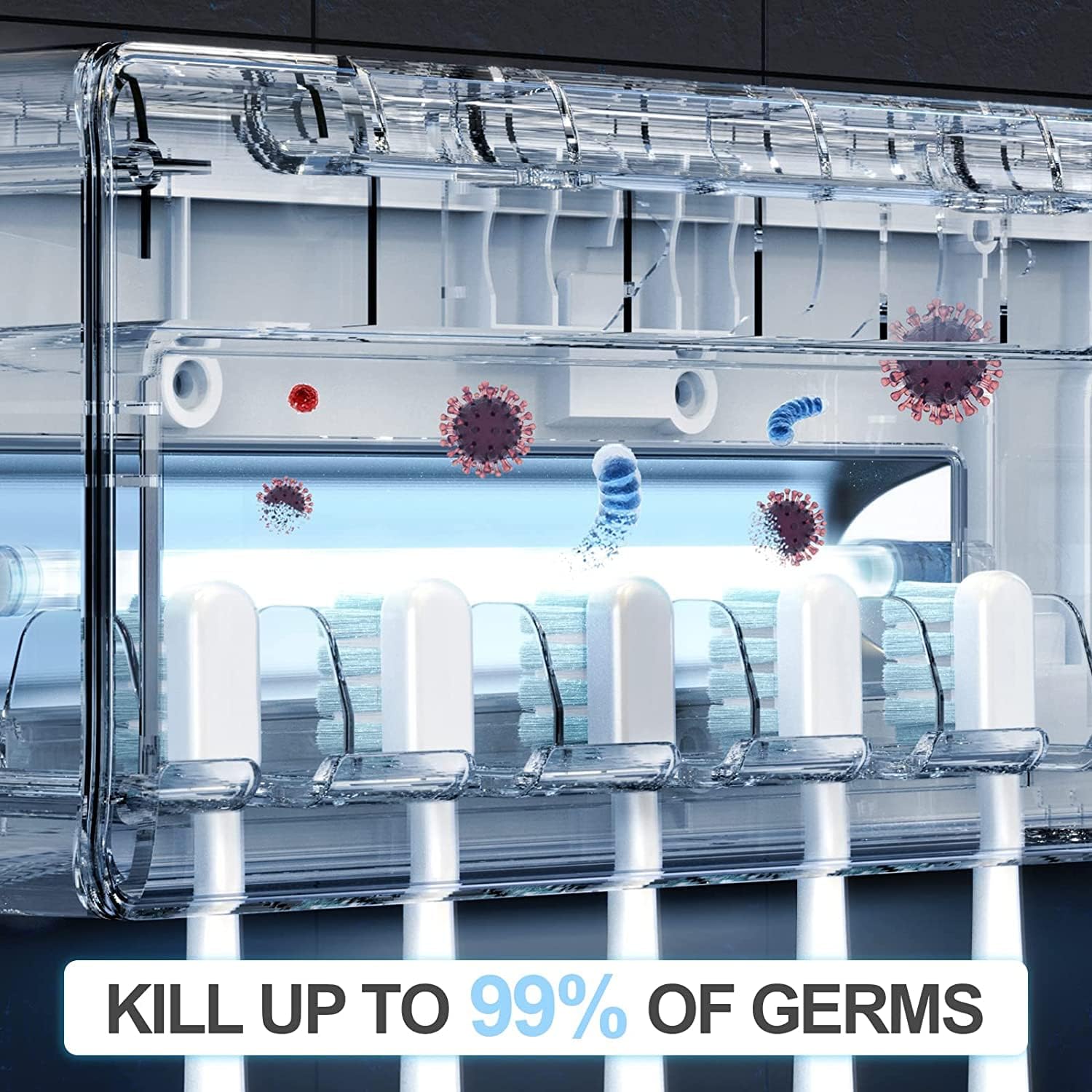 Toothbrush Holder with Antibacterial Sanitizing Feature