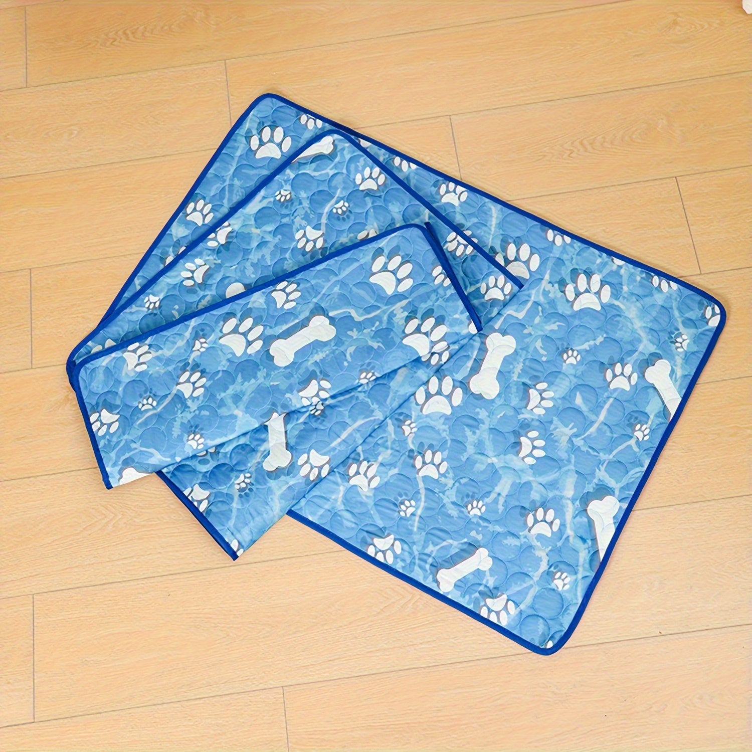 Extra Large Cooling Mat for Dogs & Cats - Washable Summer Pet Self-Cooling Pad with Bone & Paw Print Design, Perfect for Beds, Cat Beds, Dog Houses, Crates, and Car Seats, Car Seat Cover | Cartoon Print Mat, Dog Cooling Accessories