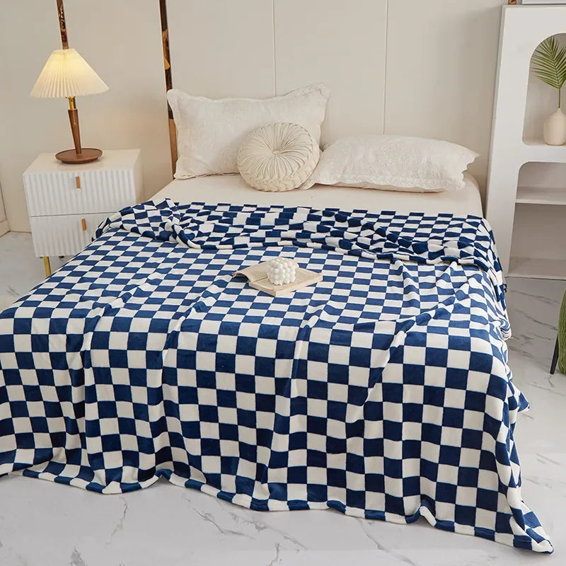 Checkerboard Blanket | Soft Plush | Cozy Warmth for Home | Polyester