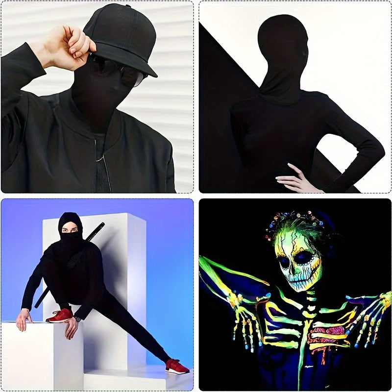 Black Full Face Halloween Mask Spandex Hood for Comfortable Costume