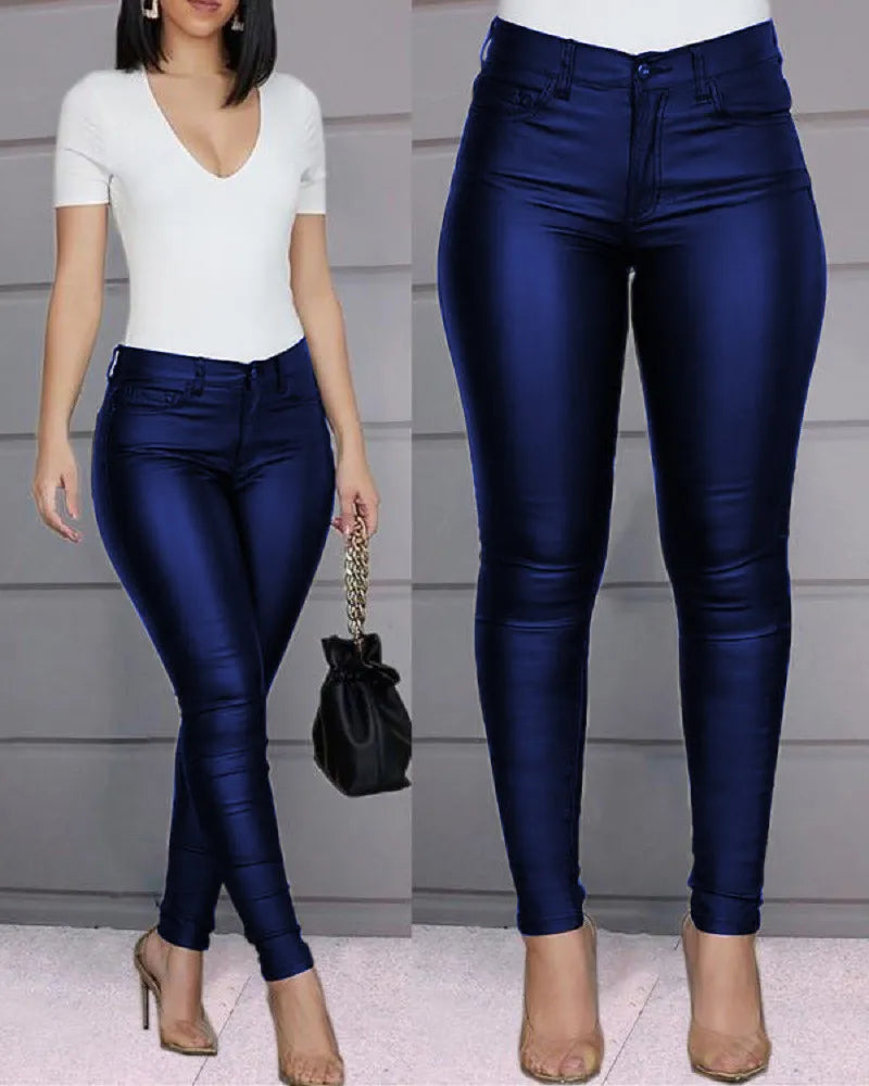 Women’s Skinny Jeggings | Slim Fit PU Leather-Look | Machine Washable | Comfortable Everyday Wear