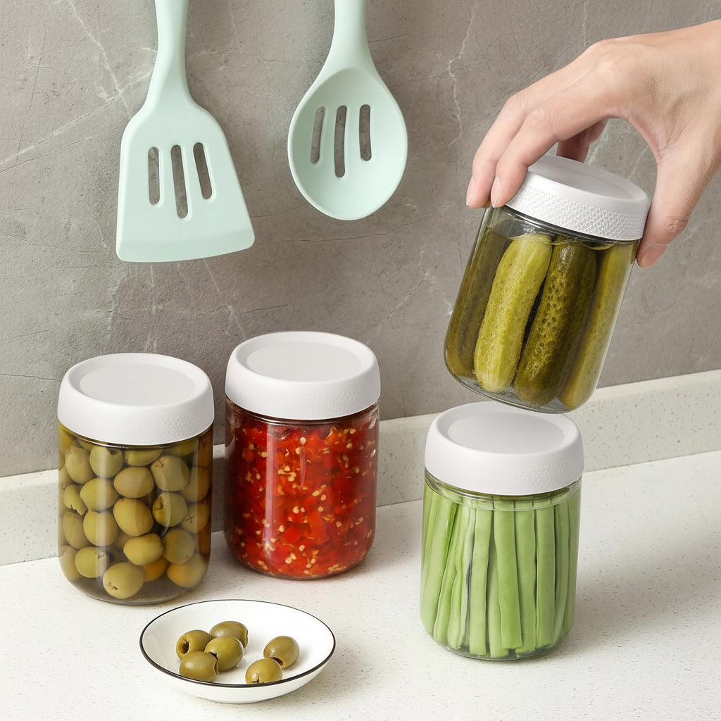 Space-Saving Glass Storage Containers with Secure Lids