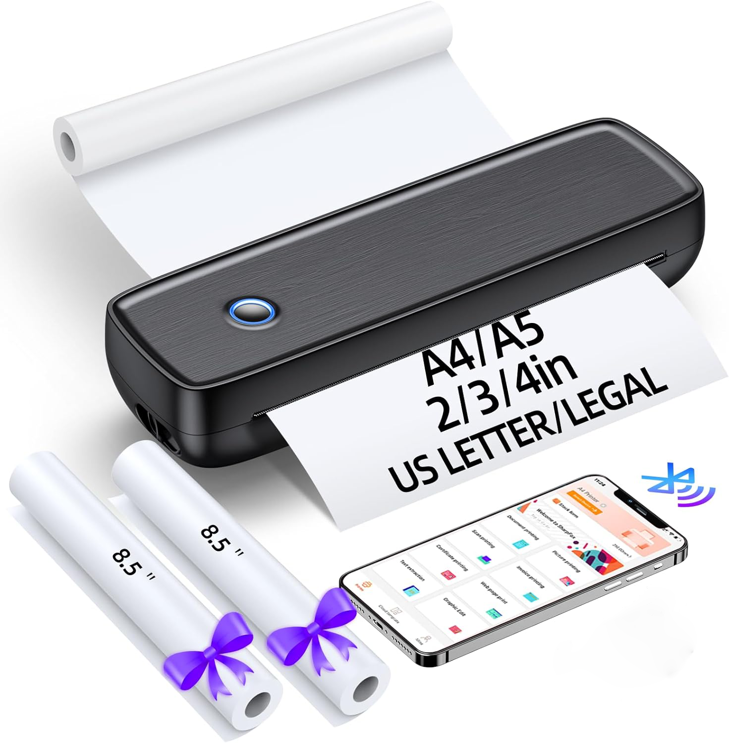 Compact Ink-Free Thermal Printer with Wireless Connectivity