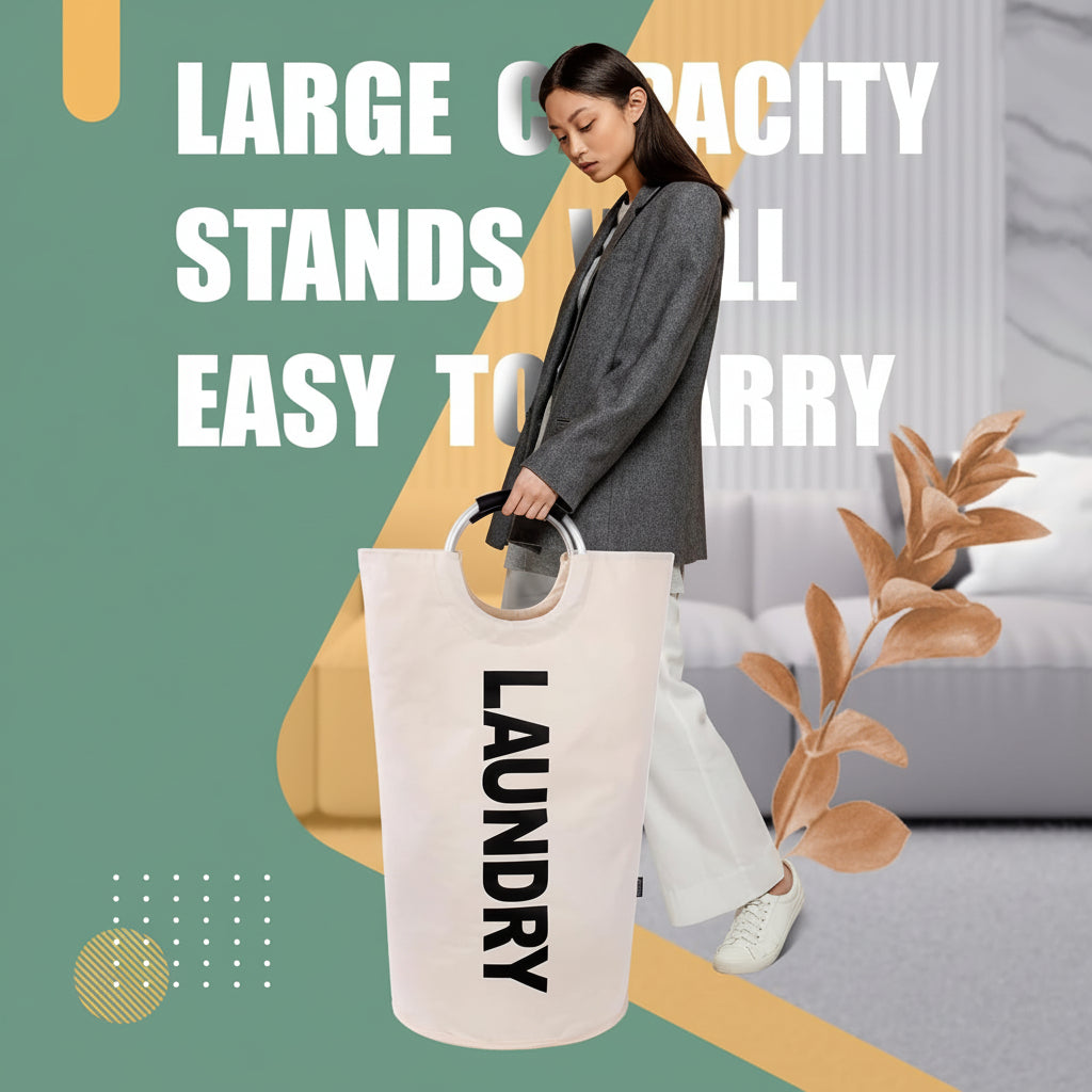 Spacious Waterproof Laundry Basket with Easy Carry Handles