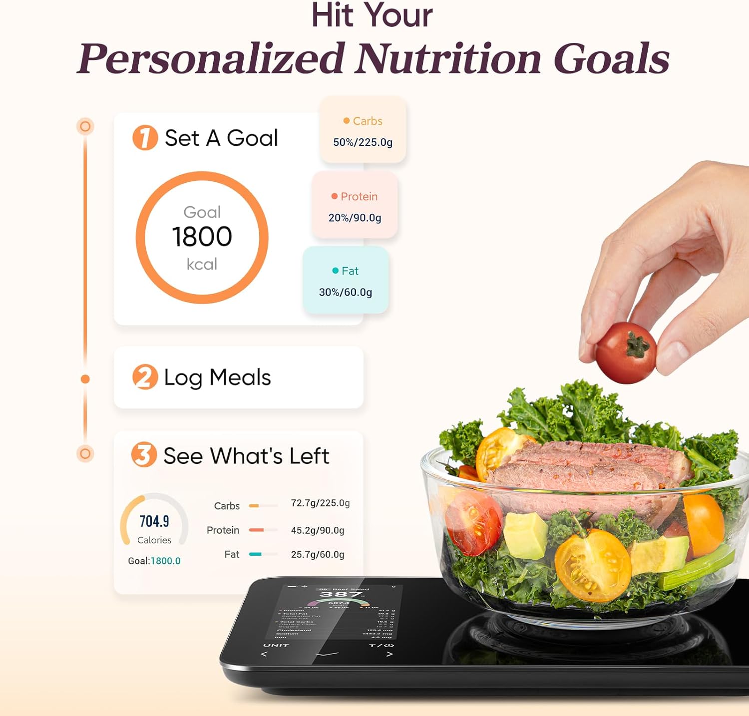 Digital Food Scale with Nutritional Calculator for Accurate Meal Prep