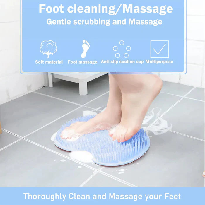 Hands-Free Silicone Mat for Foot Cleaning with Suction Cups