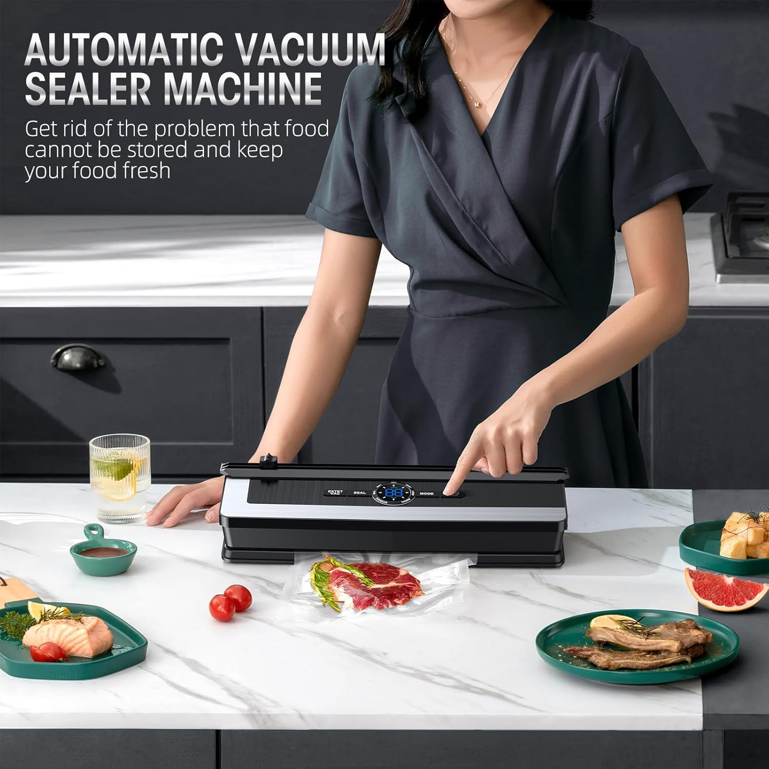 Food Vacuum Sealer with Integrated Cutter – Reduce Food Waste