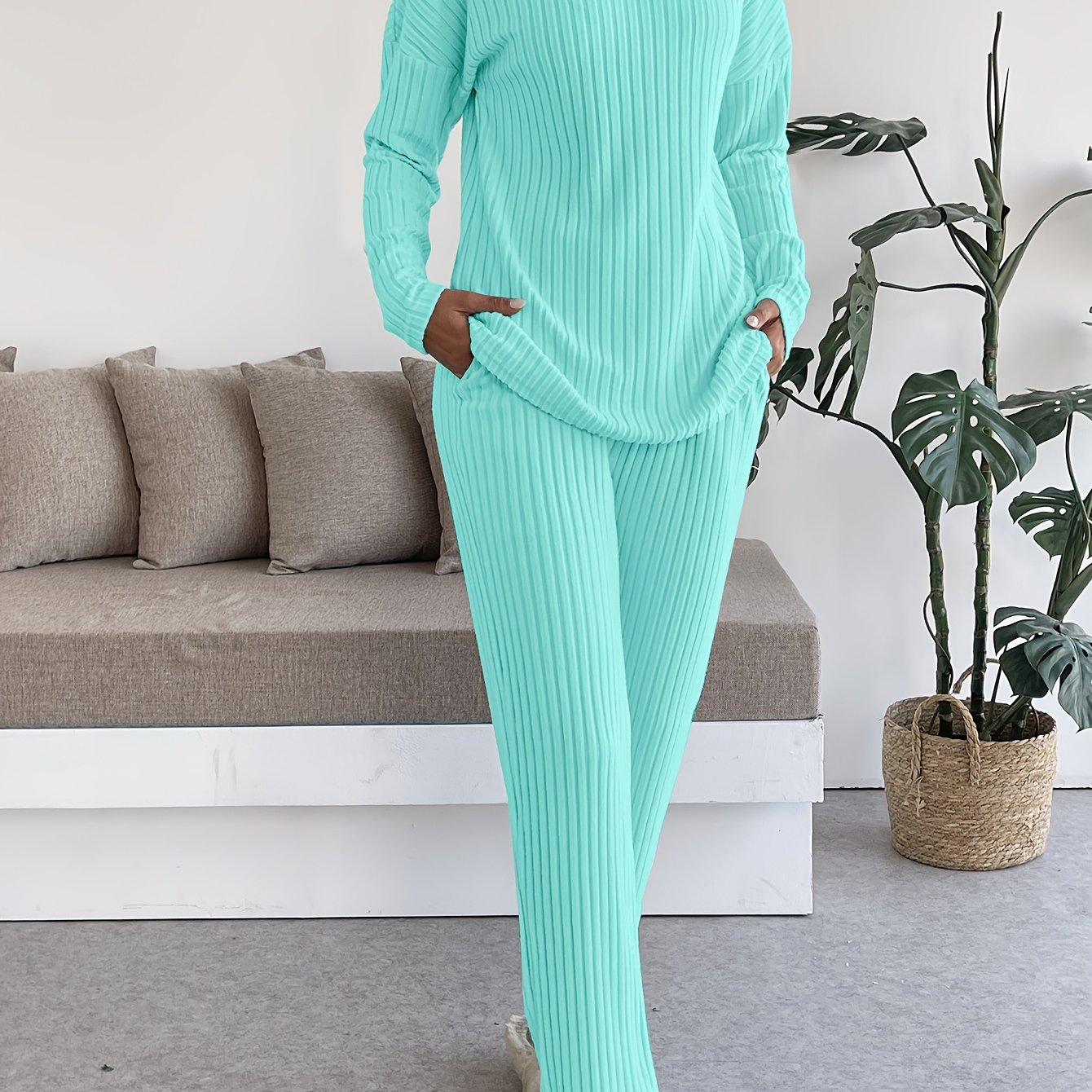Lounge Set | Ribbed Knit | All-Day Comfort | Polyester