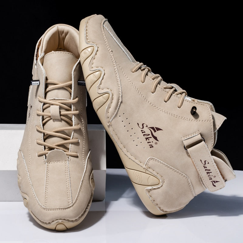 Handmade Leather Barefoot Shoes | Ankle-High Minimalist Design | Non-Slip Sole | Comfortable Fit