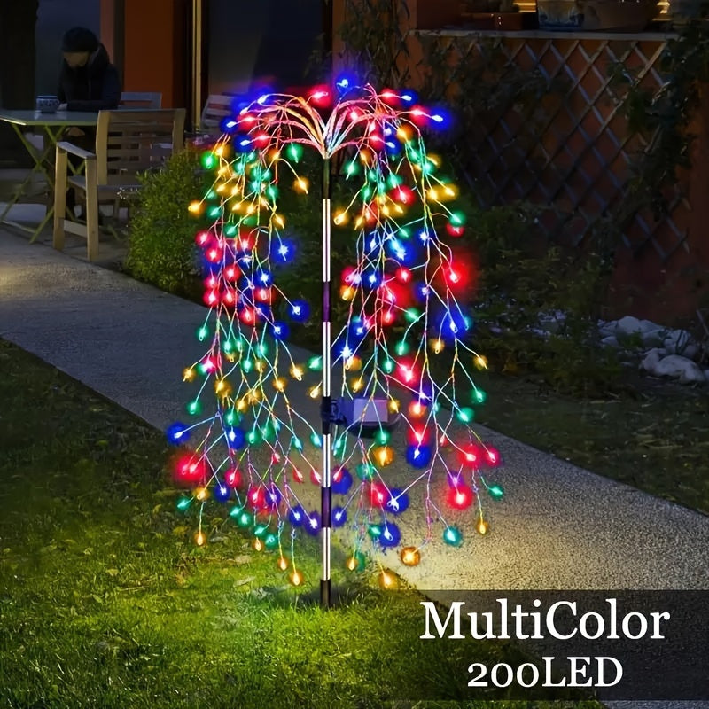 Solar-Powered Outdoor LED Willow String Lights Multicolor Glow for Halloween