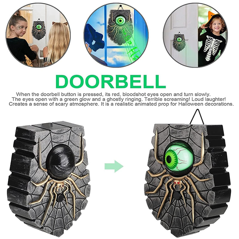 Halloween Animated Doorbell with Spooky Rotating Eyes and Sound Effects