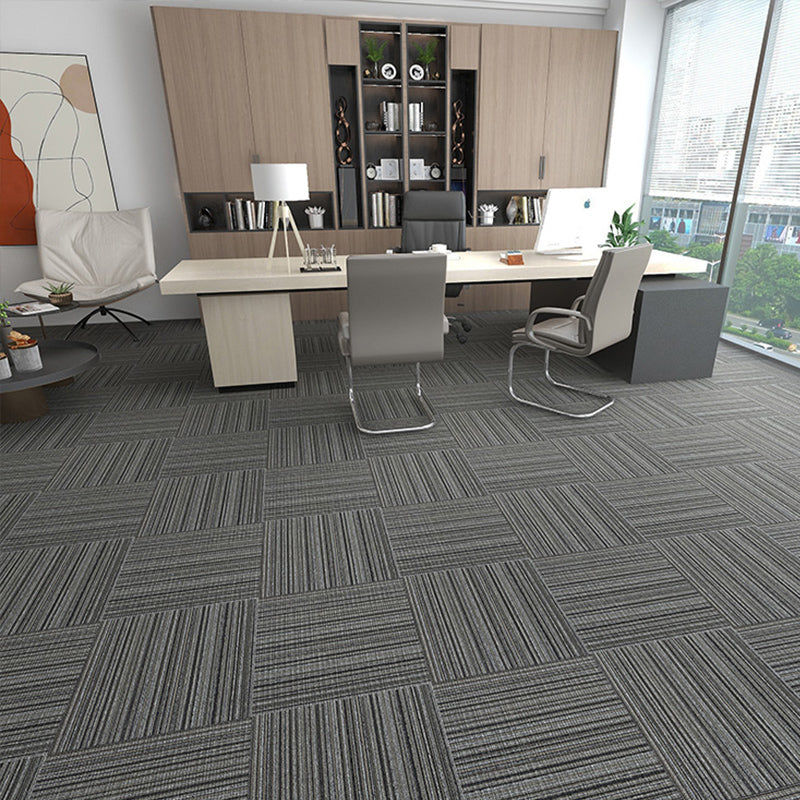 Modern Carpet Tiles Self Adhesive Multi Level Loop Stain Resistant Carpet Tile Gray/ White/ Gray 40-Piece Set Clearhalo 'Carpet Tiles & Carpet Squares' 'carpet_tiles_carpet_squares' 'Flooring 'Home Improvement' 'home_improvement' 'home_improvement_carpet_tiles_carpet_squares' Walls and Ceiling' 7370585