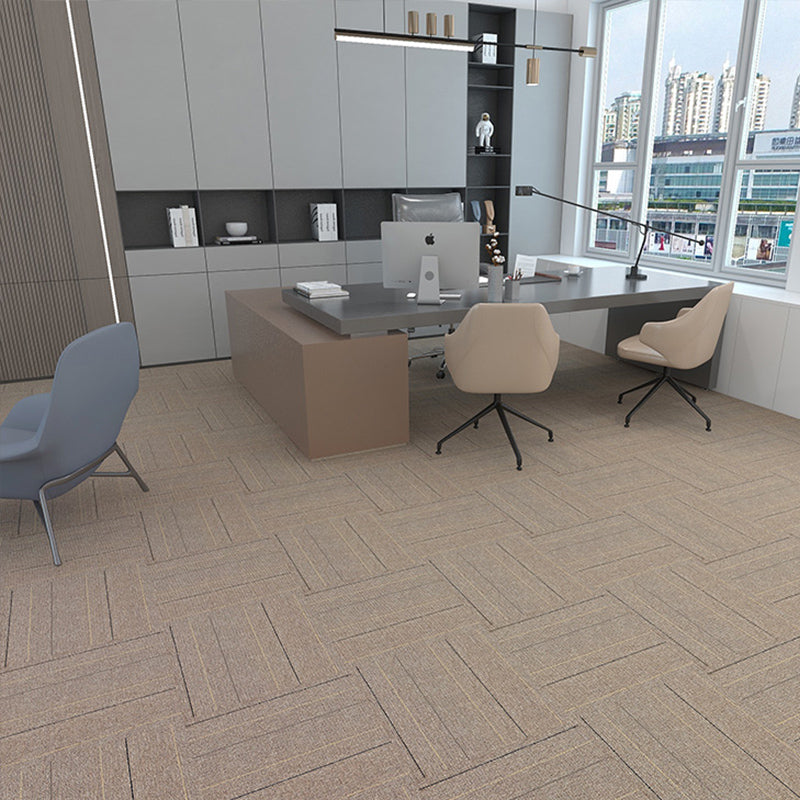 Modern Carpet Tiles Self Adhesive Multi Level Loop Stain Resistant Carpet Tile Khaki-Black 40-Piece Set Clearhalo 'Carpet Tiles & Carpet Squares' 'carpet_tiles_carpet_squares' 'Flooring 'Home Improvement' 'home_improvement' 'home_improvement_carpet_tiles_carpet_squares' Walls and Ceiling' 7370579