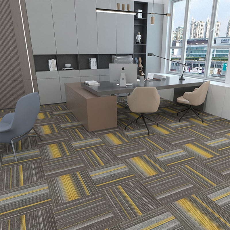 Modern Carpet Tiles Self Adhesive Multi Level Loop Stain Resistant Carpet Tile Dark Gray-Black 40-Piece Set Clearhalo 'Carpet Tiles & Carpet Squares' 'carpet_tiles_carpet_squares' 'Flooring 'Home Improvement' 'home_improvement' 'home_improvement_carpet_tiles_carpet_squares' Walls and Ceiling' 7370590
