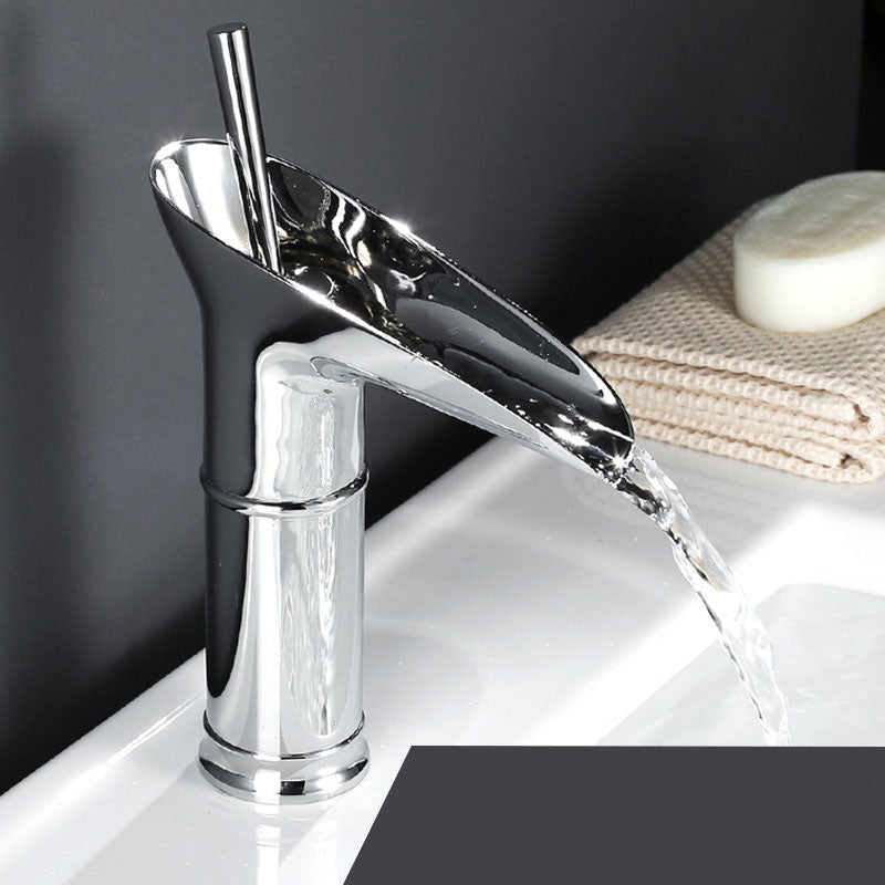 Valloren — Vintage Brass Waterfall Bathroom Faucet with Smooth Flow