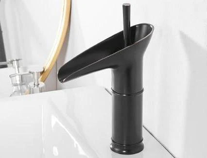 Valloren — Vintage Brass Waterfall Bathroom Faucet with Smooth Flow