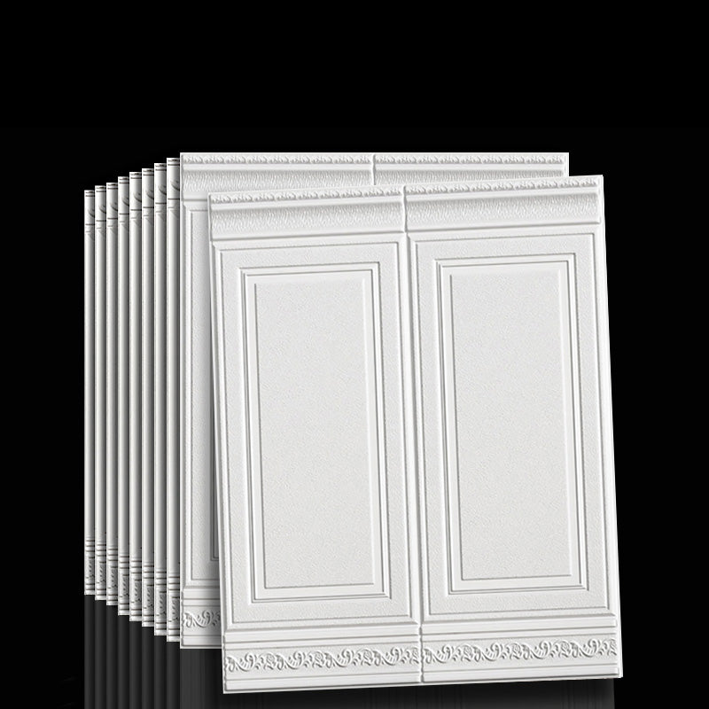 Contemporary Waterproof 3D Wainscoting Peel and Stick Indoor Wallboard White 10-Piece Set Clearhalo 'Flooring 'Home Improvement' 'home_improvement' 'home_improvement_wall_paneling' 'Wall Paneling' 'wall_paneling' 'Walls & Ceilings' Walls and Ceiling' 7529583