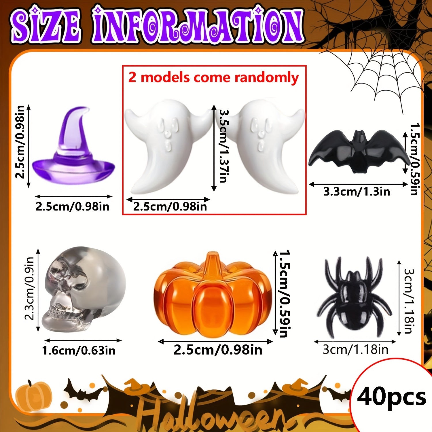 40-Piece Halloween Acrylic Table Decorations Set with Pumpkin & Skull Designs