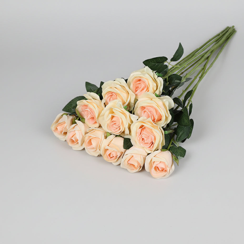 Vibrant Red Faux Rose Bouquet for Timeless Home Elegance
