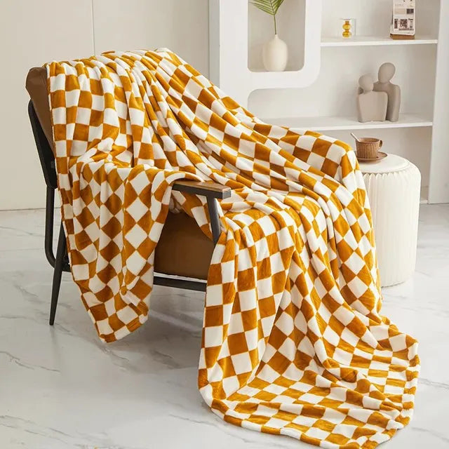 Checkerboard Blanket | Soft Plush | Cozy Warmth for Home | Polyester