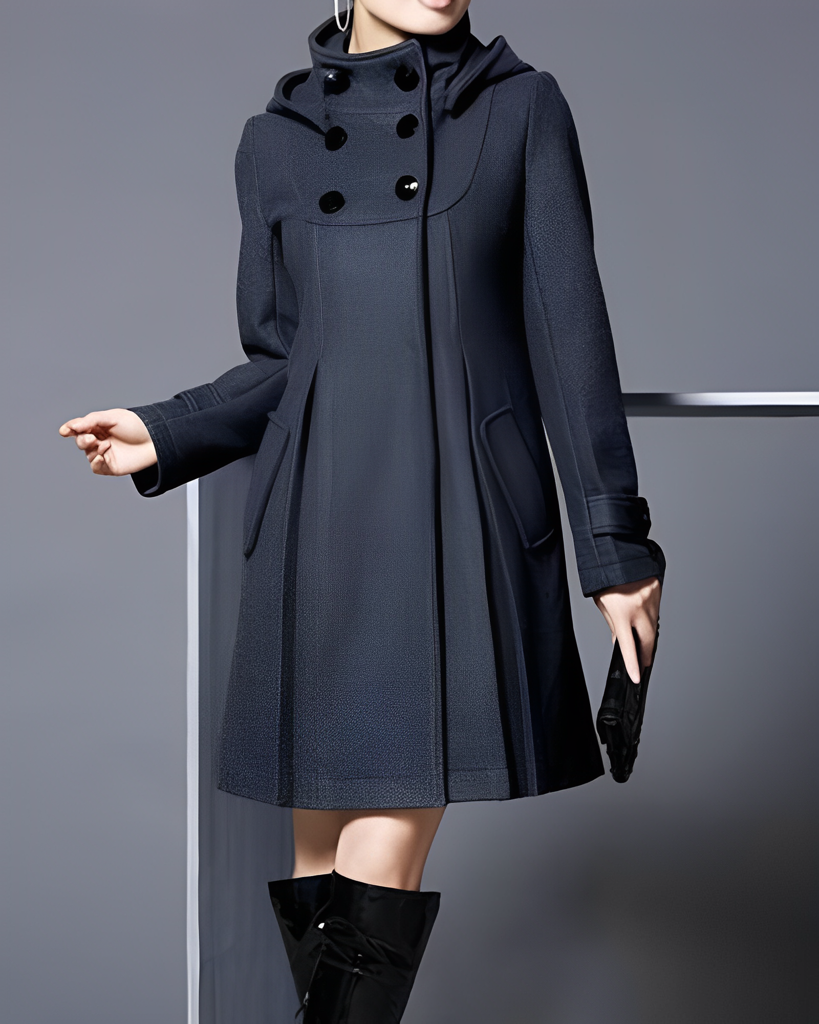 Women’s Wool-Blend Coat | Side Pockets & Double-Breasted Buttons | Adjustable Fit | Weather-Resistant Fabric